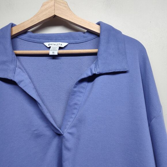 Athleta Cropped Light Sweater Women Size XL Purple Collared Athleisure Active - Picture 2 of 8